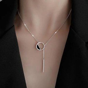 *NEW 925 Sterling Silver Bar Circle Necklace B